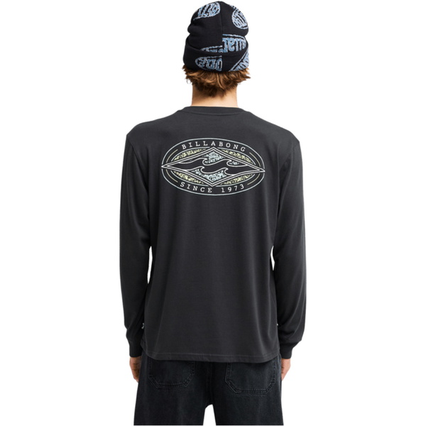 2026 Billabong Mens Diamond Vision Long Sleeve T-Shirt EBYZT00626 - Washed Black